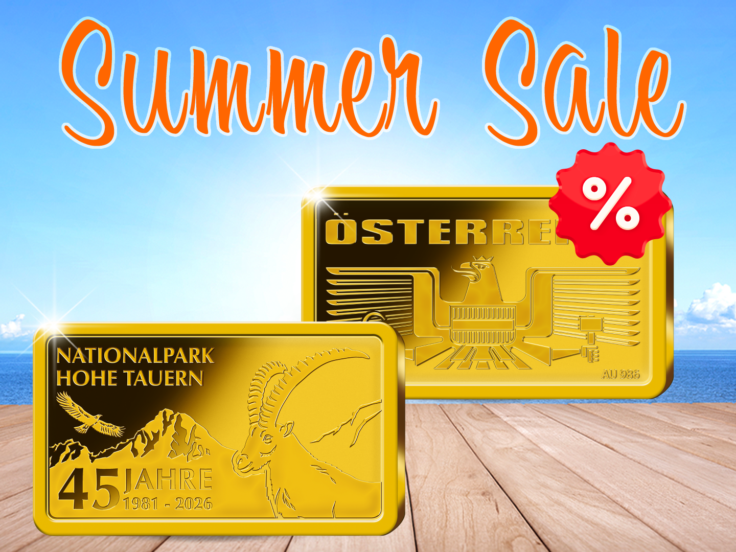Summer Sale - Exklusiver Jubiläums-Goldbarren "45 Jahre Nationalpark Hohe Tauern"